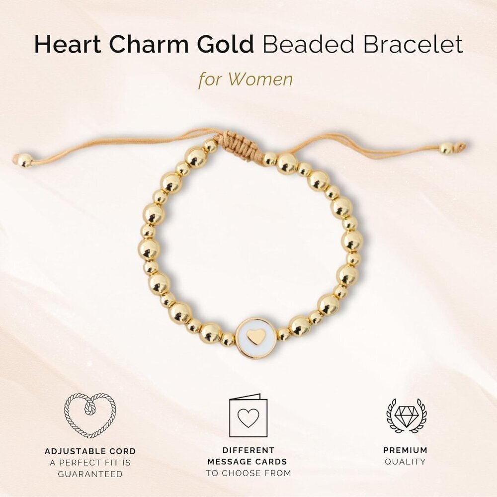 Gold Beaded Bracelet for Women 18K Gold Plated Tarnish-Resistant Adjustable - Picture 5 of 8